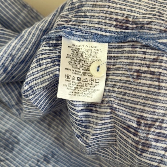 Anthropologie 9-H15 StCL Cotton Blue Floral Striped Button Down Blouse Top - Picture 7 of 7